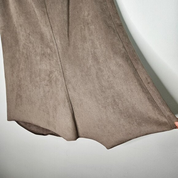 Aritzia Babaton Cecily Faux Suede  A-Line Midi Skirt Sz 4 Taupe Self-tie belt - Picture 11 of 13